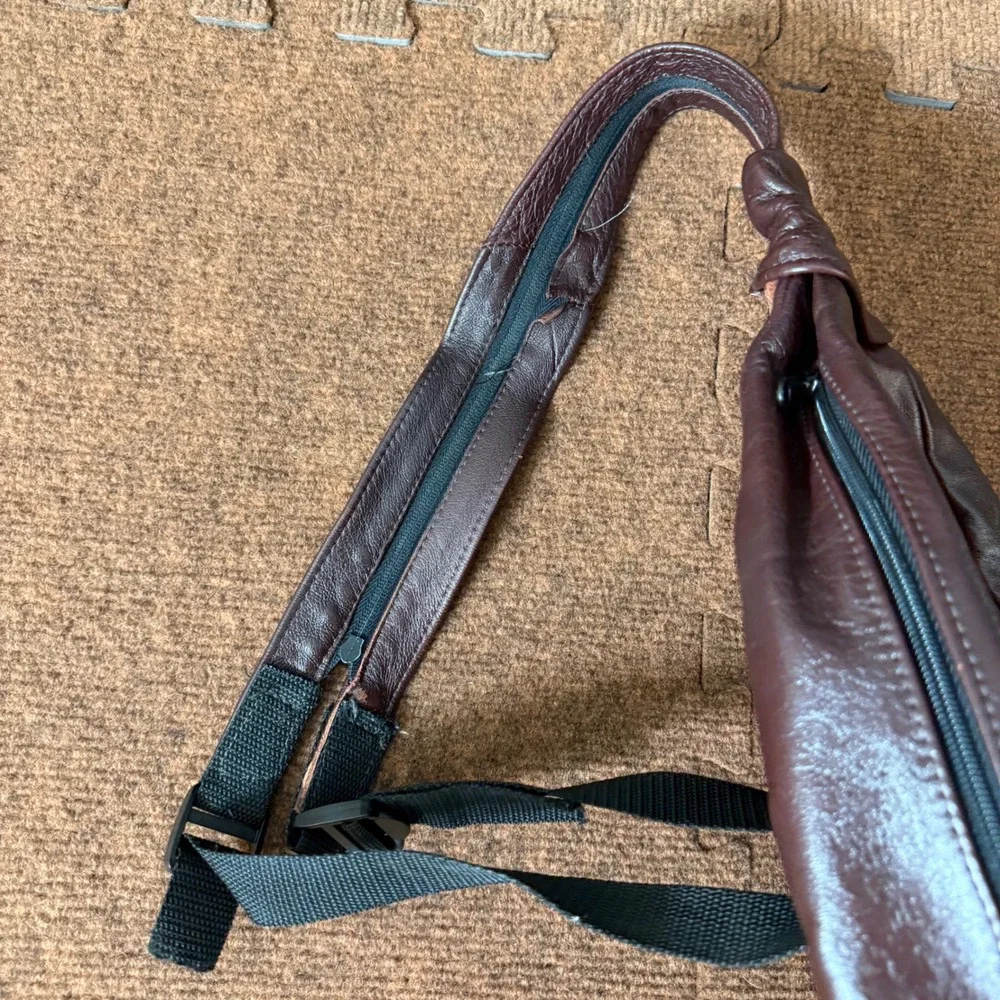 Unbranded Genuine Leather Sling Backpack Brown Convertible Crossbody Bag Mexico